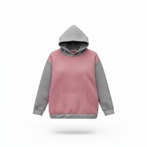 Women's Pink and Gray Quilted Hoodie